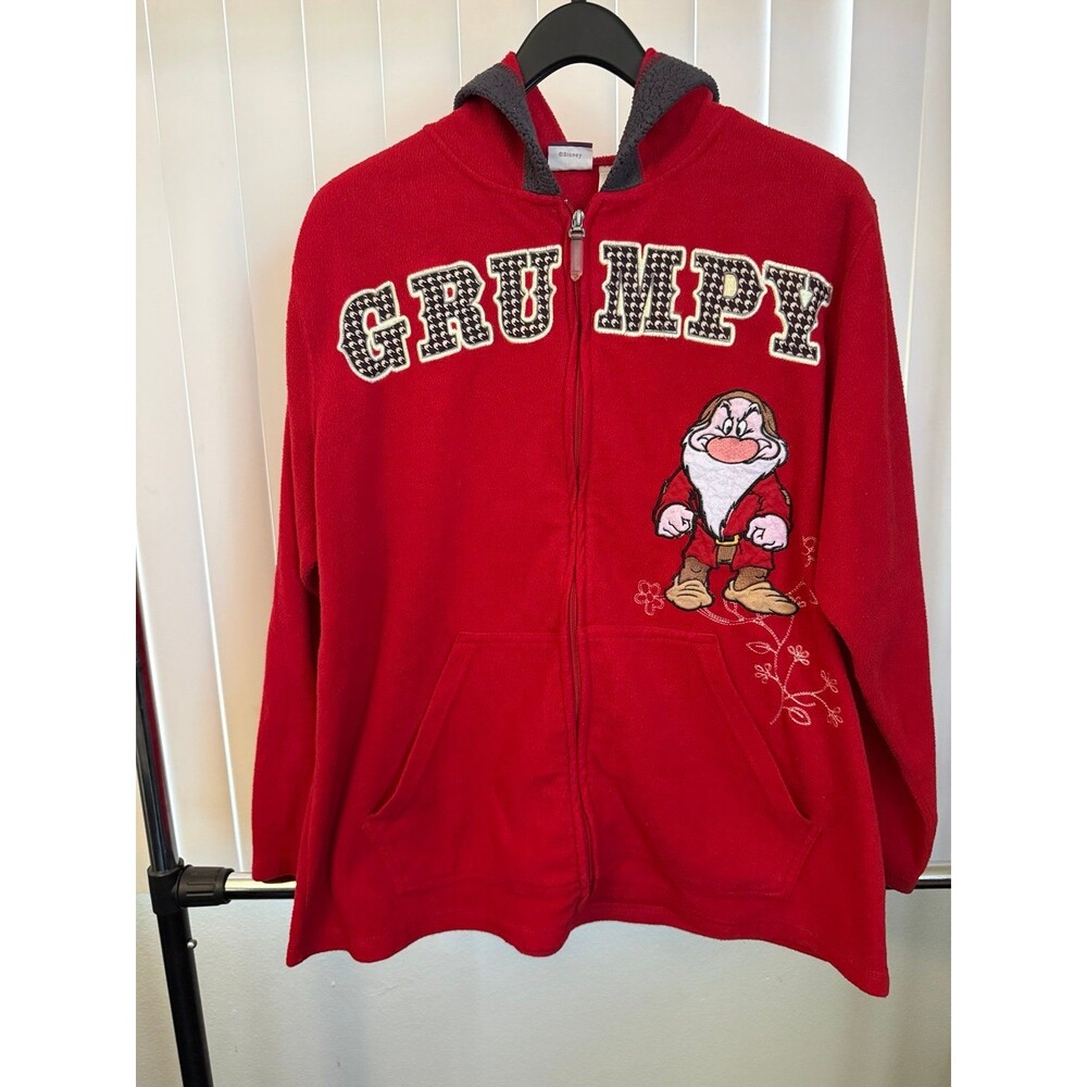 Women’s Vintage 90’s Disney Grumpy Red Full Zip Hoodie Size 1X *Read*